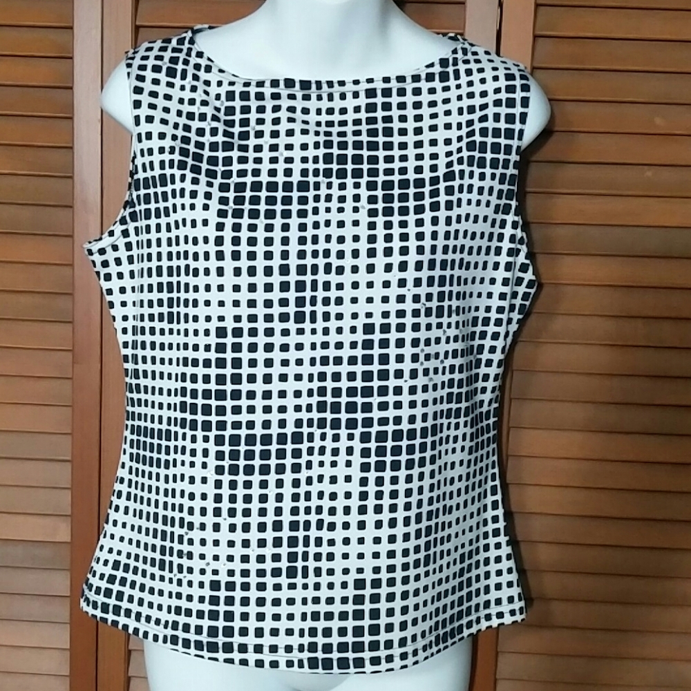Crystal sparkle geo print sleeveless top